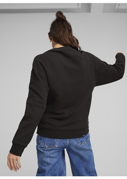 67788601 Her Crew Tr Siyah Kadın Kapüşon Yaka Regular Fit Sweatshirt indirimleri