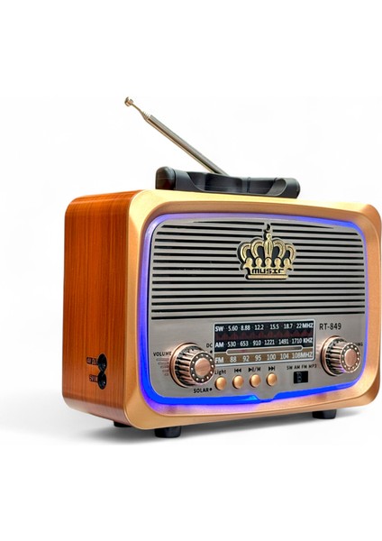 Nostalji Eskitme Radyo,güneş Panelli LED Detaylı Trend Nostajik Radyo
