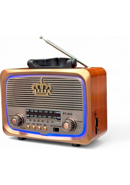 Nostalji Eskitme Radyo,güneş Panelli LED Detaylı Trend Nostajik Radyo