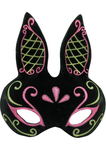 Siyah Süet Kaplama Tavşan Maskesi