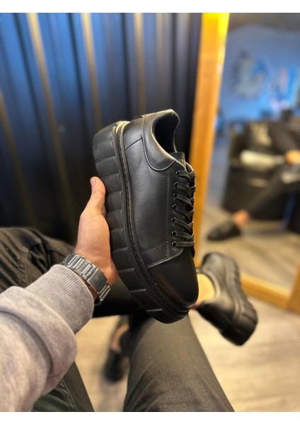 J144 Bağcıklı Ortopedik Taban Erkek Günlük Sneaker Spor Ayakkabı St Siyah indirimleri