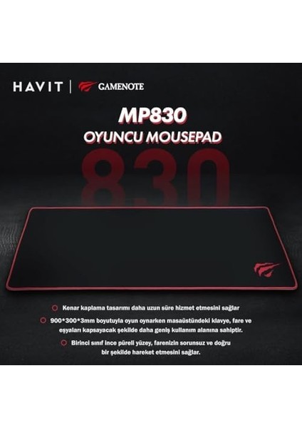 Gamenote MP830 Xl 900 * 300 * 3mm Gaming Mouse Pad modelleri