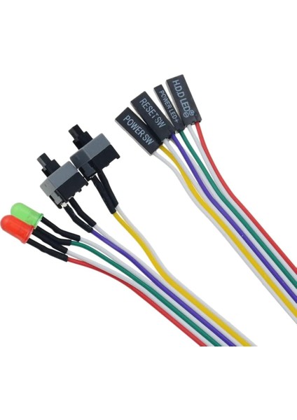 5064 Ana Kart Power Kablosu LED Işıklı Reset Açma Kapama Butonu Kablosu On Off Switch fiyatları
