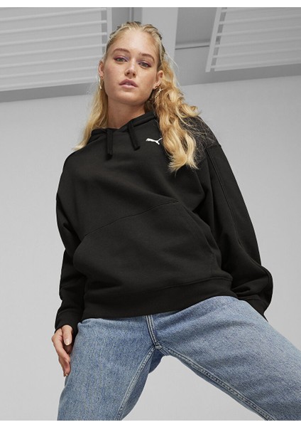 67788501 Her Hoodie Tr Siyah Kadın Kapüşon Yaka Regular Fit Sweatshirt