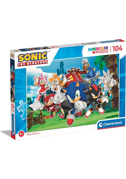 - 27159 - Süper Renkli Yapboz Sonic - 104 Parça - Yapboz 6 Yaşından Itibaren 104 Parça, Özel Aydınlatma ve Renk Yoğunluğu ile Renkli Çocuk Yapbozu, Çocuklar Için Beceri Oyunu