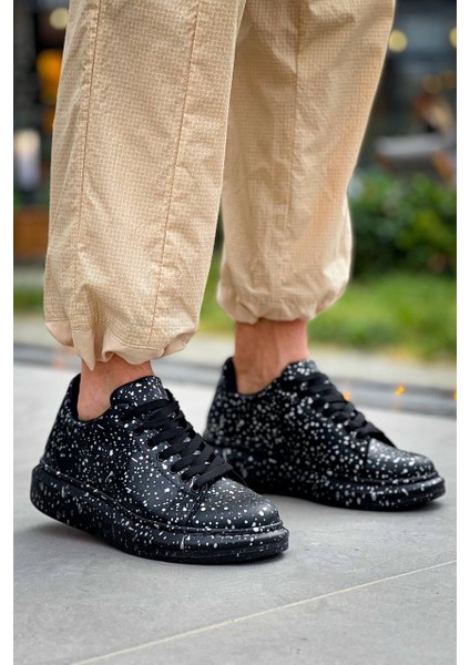 J-X500 Bağcıklı Silver Baskılı Ortopedik Taban Günlük Erkek Spor Sneaker Ayakkabı St Siyah modelleri