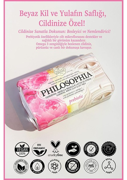 Philosophia Prebiyotik Beyaz Kil ve Yulaf Sütü Kolulu Sabun Vegan Bakım 250 gr