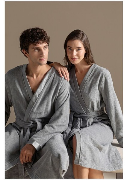 Floss Unisex Bornoz Açık Gri