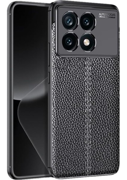 Samsung Galaxy A05 Uyumlu Kamera Korumalı Deri Görünümlü Silikon Kılıf (Siyah, Xiaomi Poco F6)