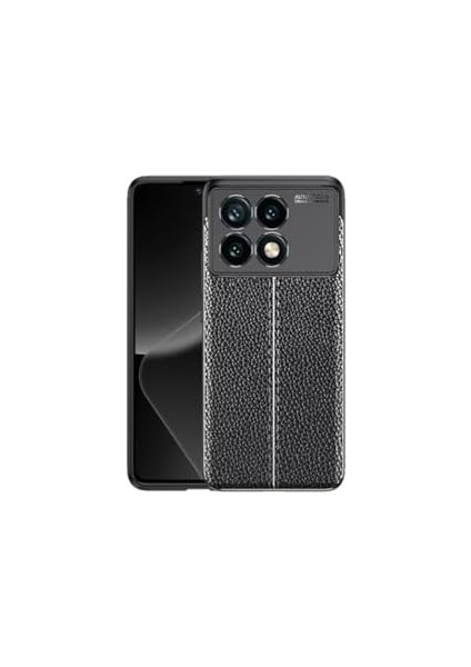 Samsung Galaxy A05 Uyumlu Kamera Korumalı Deri Görünümlü Silikon Kılıf (Siyah, Xiaomi Poco F6)