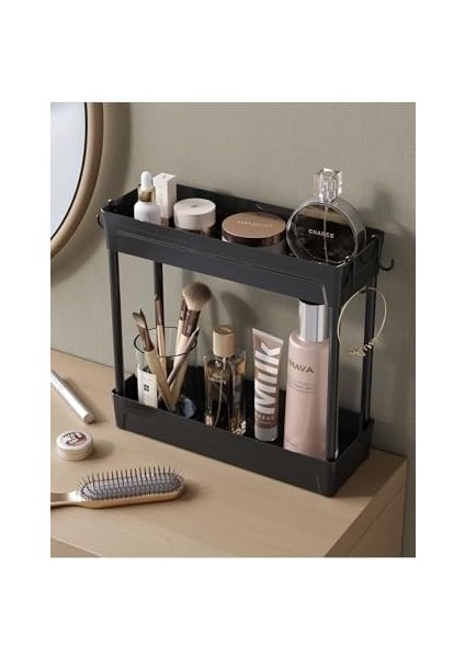 Home Rafata Çok Amaçlı 2 Katlı Evye Altı Düzenleyicisi Askılı Banyo Düzenleyici Kaydırmaz Tabanlı modelleri