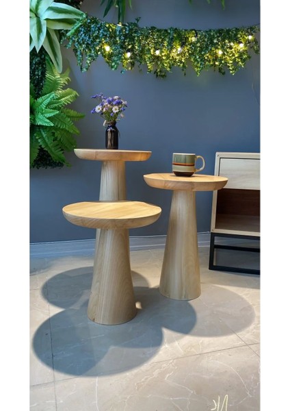 wooden vibe mantar sehpa natural