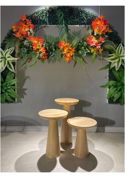 wooden vibe mantar sehpa natural modelleri