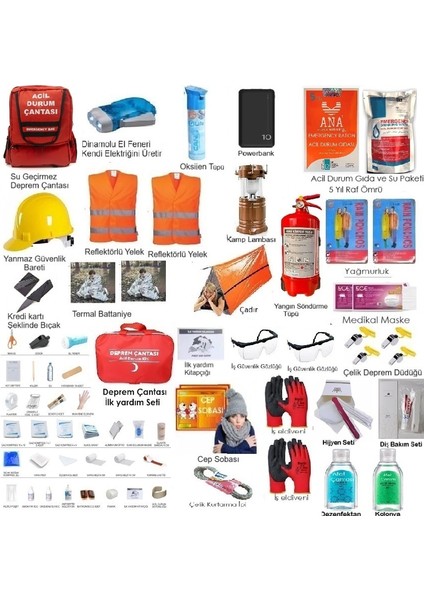 Mega Deprem Çantası 237 Parça 94 Çeşit Tam Kapsamlı Uzman Acil Durum Çantası fiyatları