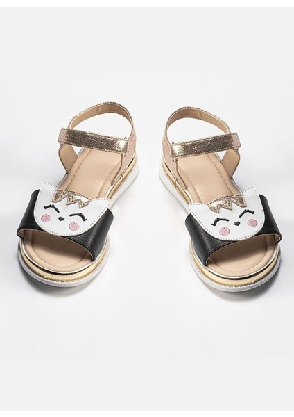 Gold Cat 3D Simli Kız Sandalet