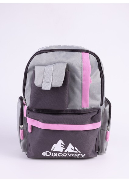 Gri - Pembe Kız Çocuk 39X28X15 cm Sırt Çantası Bowıe-G