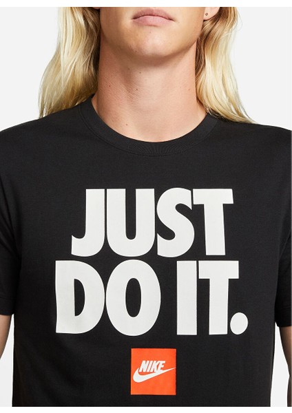 Siyah - Gri - Gümüş Erkek Yuvarlak Yaka T-Shirt DZ2989-010 M Tee Fran Jdı Verbıage modelleri