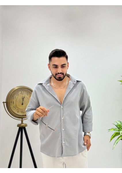 Erkek Yeni Sezon Ütü Gerektirmeyen Krinkıl Gömlek