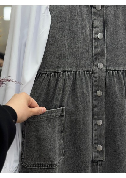 Neval Çift Cepli Yarısı Metal Düğmeli Kot JILE-HE2792 Antrasit modelleri