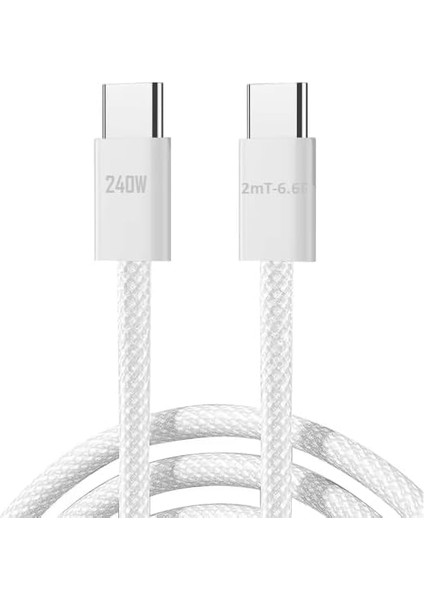 240W Hasır Kablo 2metre Type-C Type-C Şarj Kablosu Tip C Iphone 15 Pro Max Hızlı Şarj Kablosu S24 Ultra Uygun Örgülü Orjianl 240W Gibi Macbook Tablet Hızlı Şarj