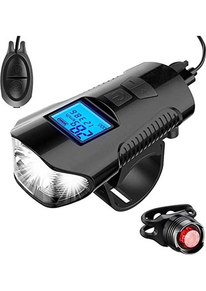 Alytech 5 Modlu LCD Ekranlı Akıllı Bisiklet Farı – Korna + Hız Göstergesi + Şarjlı LED Aydınlatma