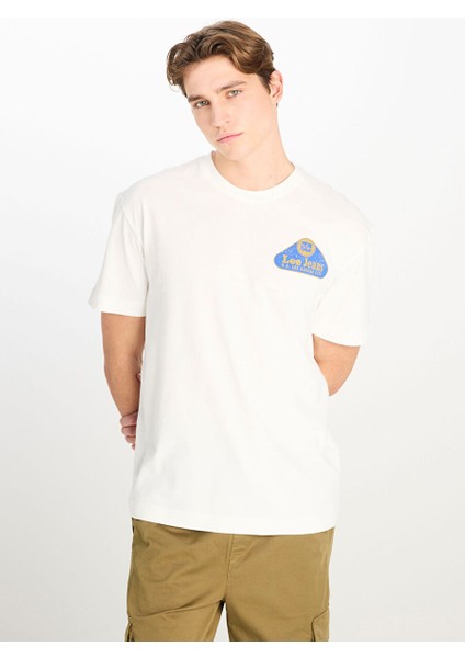 Ekru Erkek Relaxed T-Shirt L2510147104 Relax Fit Grafik