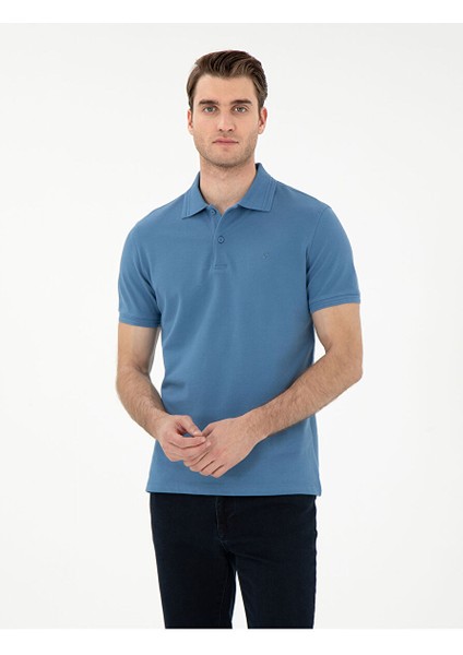 Koyu Mavi Slim Fit Basic Tişört
