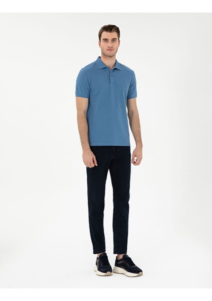 Koyu Mavi Slim Fit Basic Tişört fırsatları