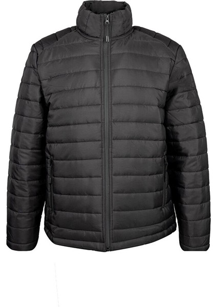Siyah Regular Fit Hakim Yaka Şişme Mont