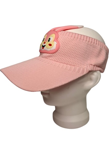 2-8 Yaş Kız Çocuk Açık Pembe Renk Rabbit Figürlü Yazlık Vizör Şapka