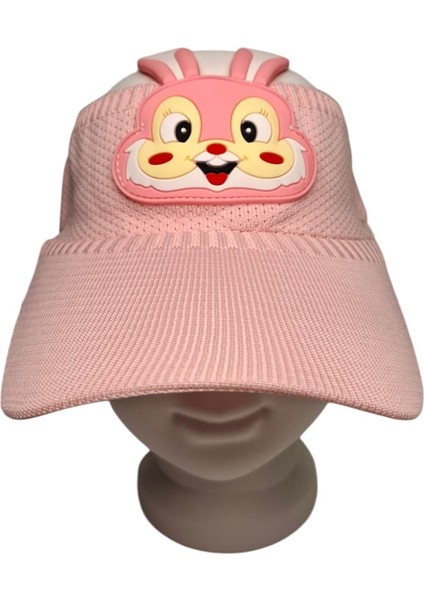2-8 Yaş Kız Çocuk Açık Pembe Renk Rabbit Figürlü Yazlık Vizör Şapka indirimleri