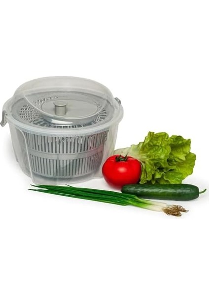 4.4 Litre Büyük Boy Vega Salata Kurutucusu - Sebze Kurutucu - Meyve Kurutucu - Süzgeç - Salata Kurutma Aleti - Pp+ (Yeşil)