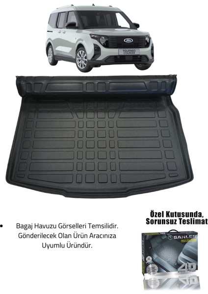 Ford Tourneo Courier 2024+ Uyumlu 4.5d Premium Havuzlu Oto Paspas ve Liner Marka 3D Bagaj Havuzu fiyatları