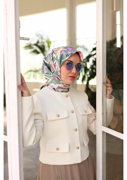 Twill Ipek Eşarp - 11427-52 Lacivert Çağla