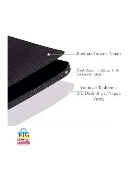 Bulaşık Kurutma Örtüsü Tezgah Üstü Bulaşık Mutfak Matı 3 D Desenli Süper Emici Bulaşıklık (45*35)