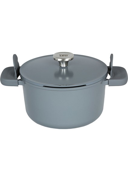 Leo Phantom Kapakli Yapişmaz Deri̇n Tencere 24CM Smoked Grey