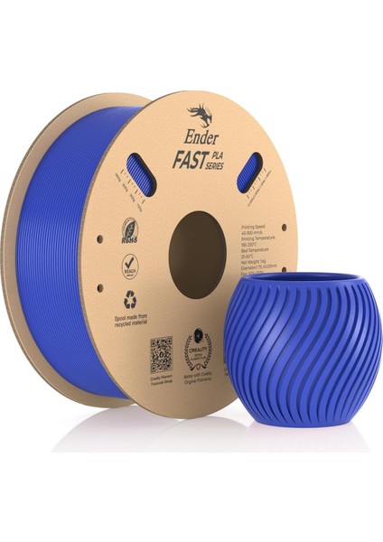 Storemax Ender Fast Pla Filament 1,75 Mm, 3D Yazıcı Filament 300 Mm/sn'ye Kadar Yüksek Hız, Geri Dönüştürülebilir Karton Makara, Çoğu Fdm 3D Yazıcıya Uygun - 1 kg (2,2 Lb) Mavi