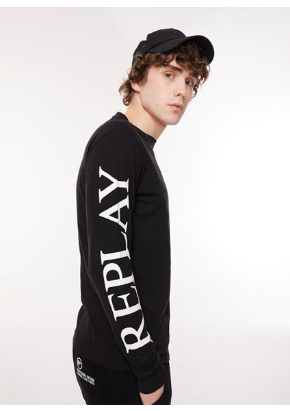 Bisiklet Yaka Düz Siyah Erkek T-Shirt M6474 098 Black
