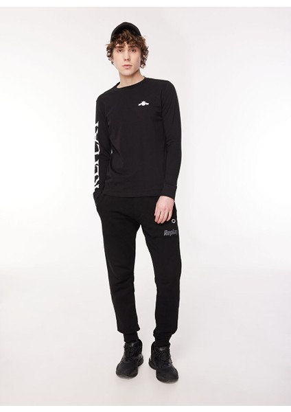 Bisiklet Yaka Düz Siyah Erkek T-Shirt M6474 098 Black