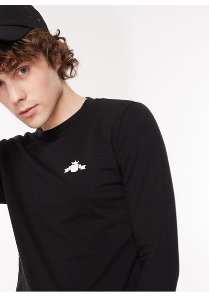 Bisiklet Yaka Düz Siyah Erkek T-Shirt M6474 098 Black