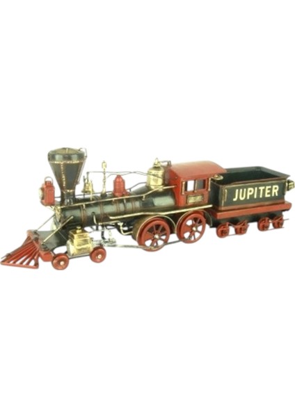 Jayland Retro Metal Tren Biblo – Renkli Buharlı Lokomotif Model – 54,5x11x18,5 cm