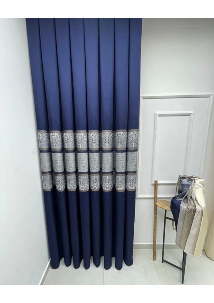 Nivemeshome Çakı FJ672069 V-530 Lacivert 1/3 Sık Pileli Fon Perde Apm