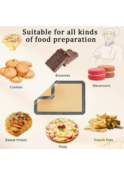 2 Adet Kendiliğinden Yağlı Pişirme Matı Yanmaz Yapışmaz Yıkanabilir Fırın Matı 40X30