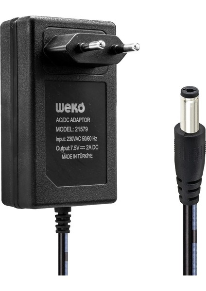 7.5 Volt - 2 Amper 5.5*2.5 Uçlu Yerli Üretim Priz Tipi Adaptör (5047)