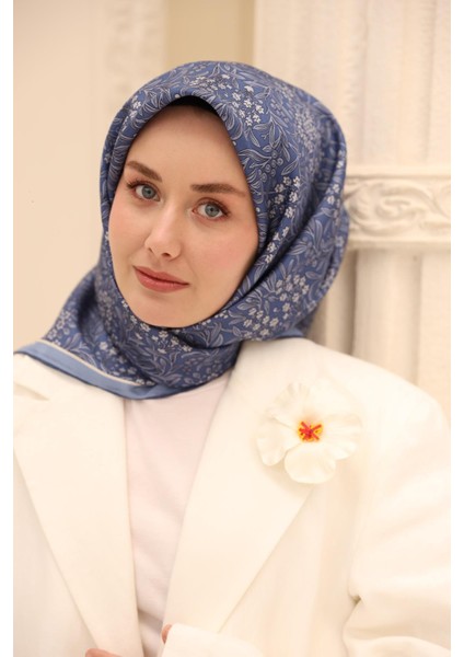 Twill Ipek Eşarp - 11464-21 Indigo