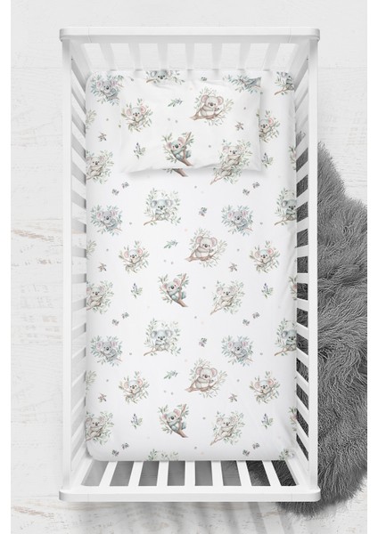 Pamuk Saten Lastikli Çarşaf Seti - Koala Park Yatak 70X120 35X45