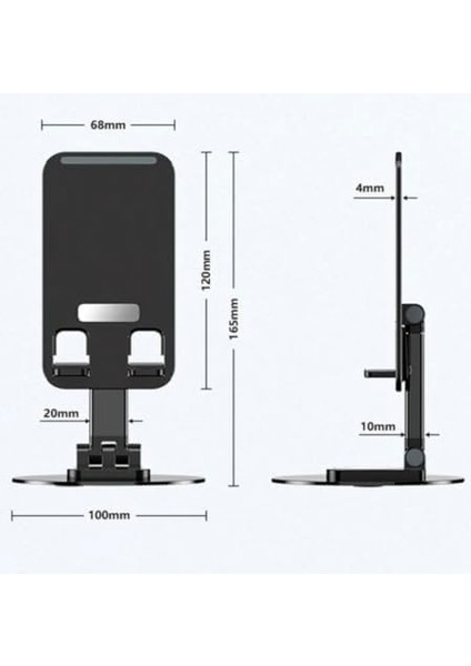 Alüminyum Tablet ve Telefon Standı, 360 Derece Ayarlanabilir Dönme Özelliği, Çok Amaçlı Masaüstü Dock Tutucu (Siyah) modelleri
