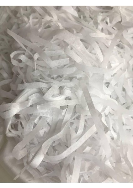 Beyaz Kırpık Pelür Kağıt Kırpıntısı White Shredded Tissue Paper - 50 Gram (Beyaz)