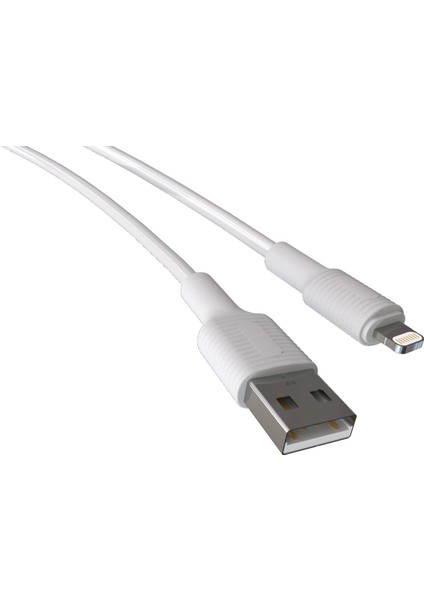 Coral Iphone Uyumlu USB A-Lightning Şarj Kablosu, Beyaz Kablo, Beyaz/beyaz Uçlar (120 Cm)
