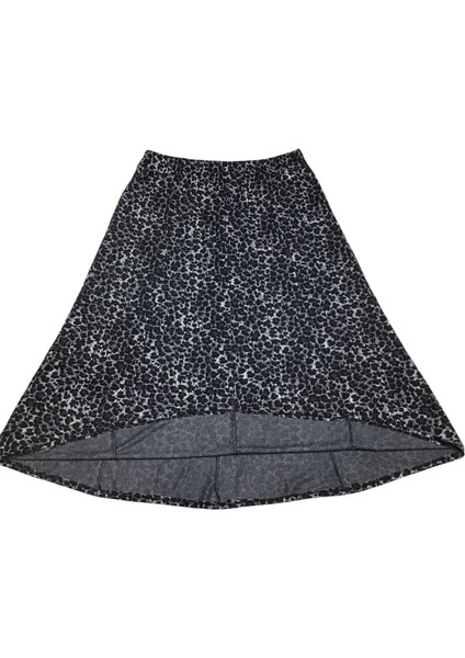 Kadın Beli Lastikli Leopar Desenli Büyük Beden Balık Etek